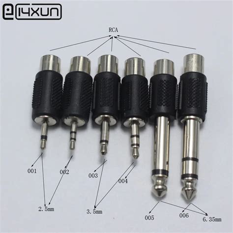 6Pcs RCA Female jack to 2.5mm 3.5mm 6.35mm Male Plug Audio Headphone ...