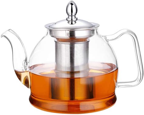 Hiware 1000ml Glass Teapot with Removable Infuser, Stovetop Safe Tea ...