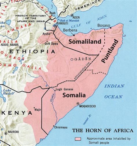 Somalia, with Its Autonomous Regions of Somaliland and Puntland ...