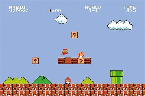 Super Mario Bros Level 1 Classic Retro NES Nintendo Video Game Poster ...