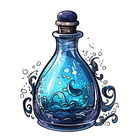 Potion Bottle, Witch Bottle With Ghost And Blue Poison, Halloween ...