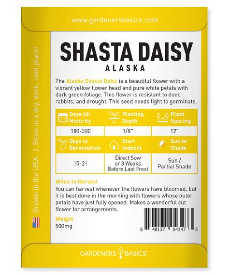 Buy Alaska Shasta Daisy Seeds – Heirloom & Non-GMO – Gardeners Basics