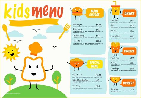 Free Kids Menu Template Of Free Template Kids Menu Vector Download Free ...