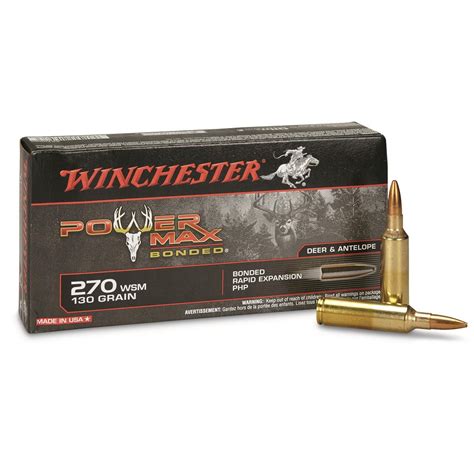 Winchester Power Max Bonded, .270 WSM, PHPB, 130 Grain, 20 Rounds ...