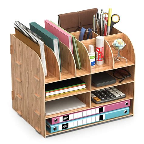 Buy Lesfit Wooden Desk Tidy Organiser, Office Stationary Storage (34 ...