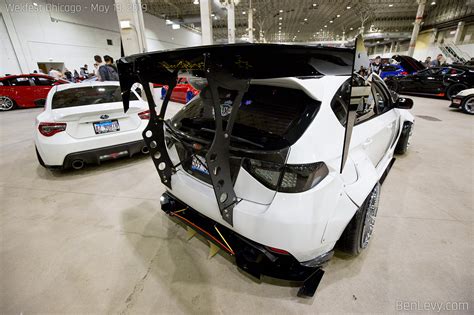 Huge Spoiler on White Subaru WRX hatch - BenLevy.com