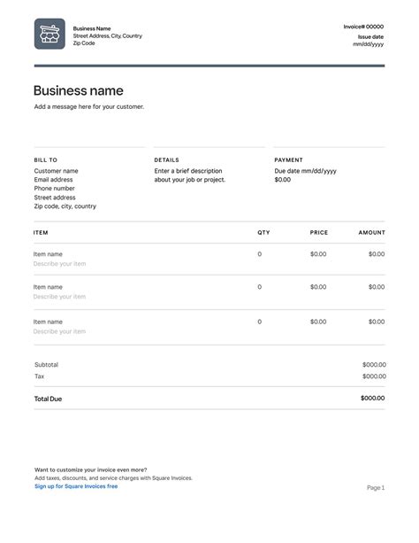 Free Printable Blank Invoice Templates