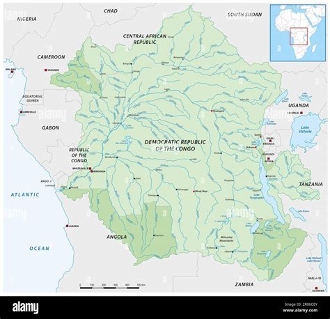 vector map of the congo river basin Stock Photo - Alamy