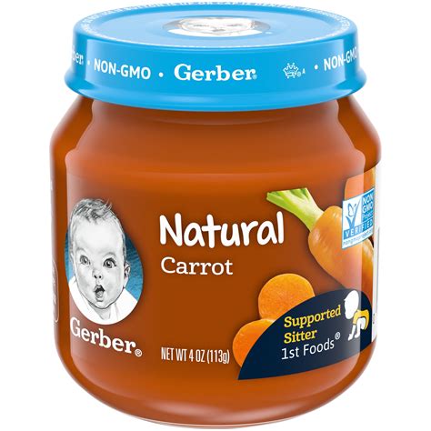 Gerber 1st Foods Natural Carrot Baby Food 4 oz. Jar - Walmart.com ...