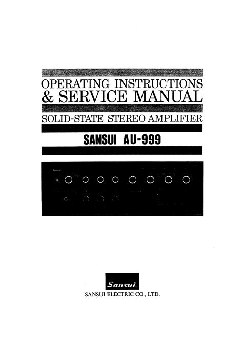 Owner's Manual for SANSUI AU-999 - Download