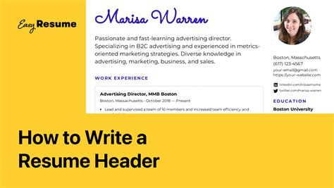 How to Write a Resume Header | Easy Resume