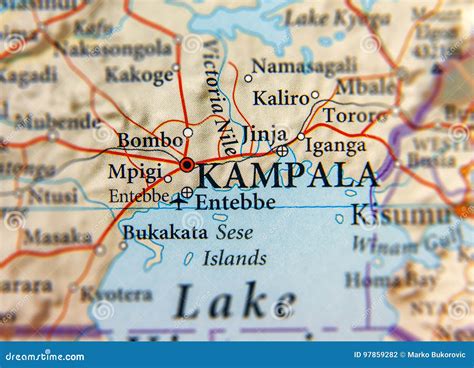 Geographic Map of Uganda with Capital City Kampala Stock Photo - Image ...