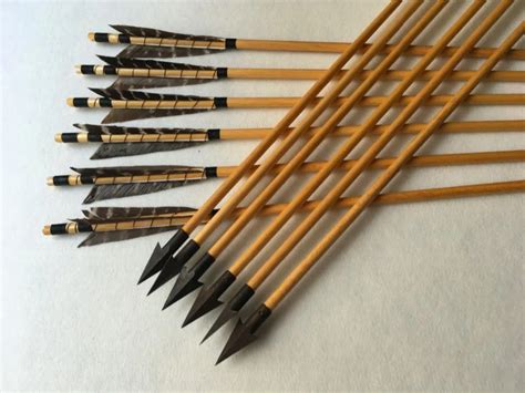 12pcs Wooden arrows black feathers Hunting arrows for hunting bow-in ...