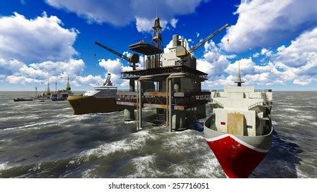 Oil Rig Platform Sunset Stock Illustration 257716051 | Shutterstock