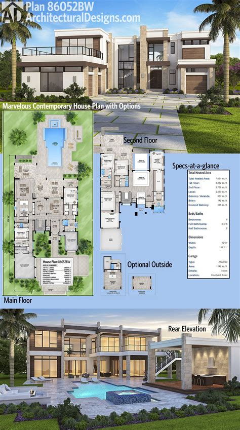 Blueprint Modern Luxury House Plans : The total built surface is 4098 ...