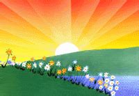 Animated Sunny Day Mountain Rainbow Flowers GIF | GIFDB.com