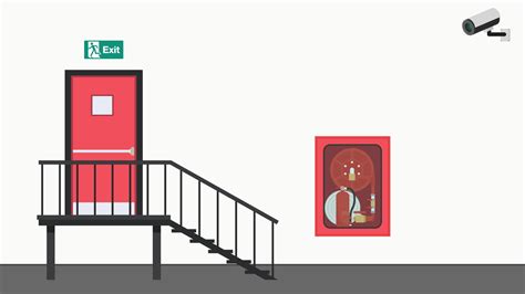 Fire door vector. Fire alarm cartoon vector. Fire alarm system. Fire ...