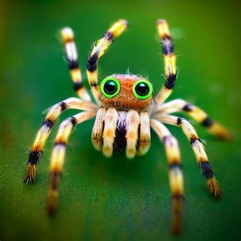 Premium Photo | Cute baby spider with big eyes looking at camera