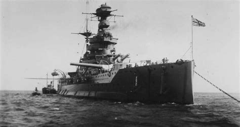 Battleship HMS Warspite (03) anchored off Yarmouth, Massachusetts in US ...