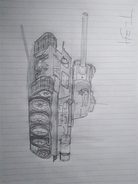 I tried drawing my favourite tank (T-34) : r/tanks