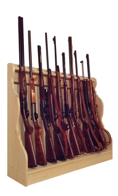 Pine Wooden Vertical Gun Rack 10 Place Long Gun Display – Gun Racks For ...