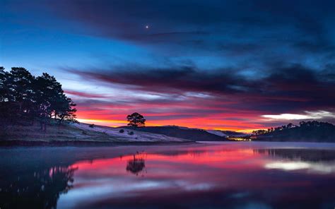 sunset clouds reflection in lake 8k MacBook Pro Wallpaper Download ...