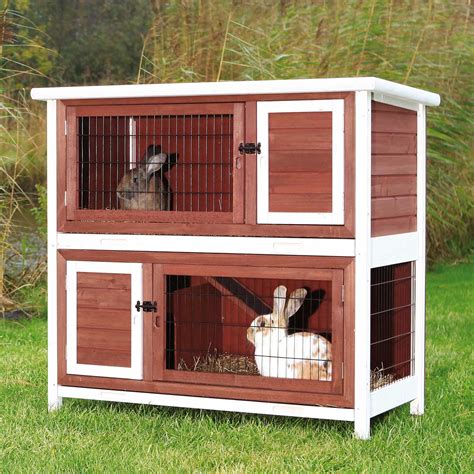 TRIXIE Natura Two Story Animal Hutch in Brown & White, 45.5" L X 25.5 ...