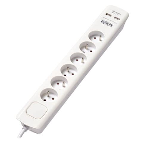 TRIPP-LITE 6-Outlet Surge Protector with USB Charging – French Type E ...