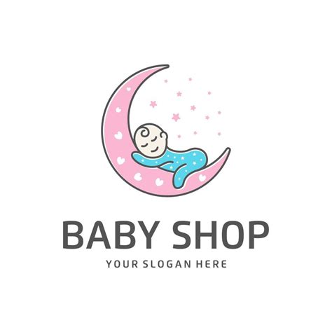 Baby shop with moon heart baby logo design 7559261 Vector Art at Vecteezy