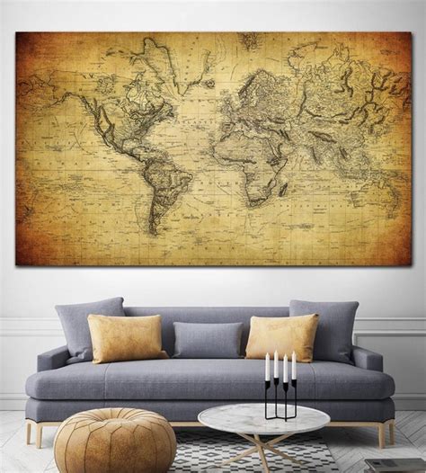 Antique Map of Old World Large World Map Canvas World Map | Etsy