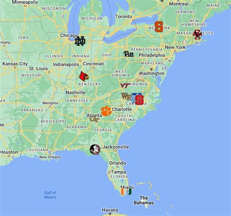 ACC Teams Map with logos | ACC Teams Location - FTS DLS KITS