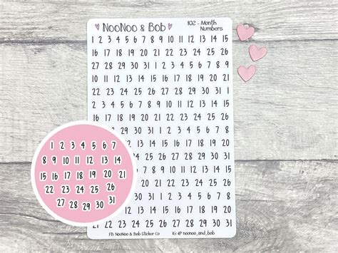 Month Number Planner Stickers Calendar Stickers Date Covers Month ...