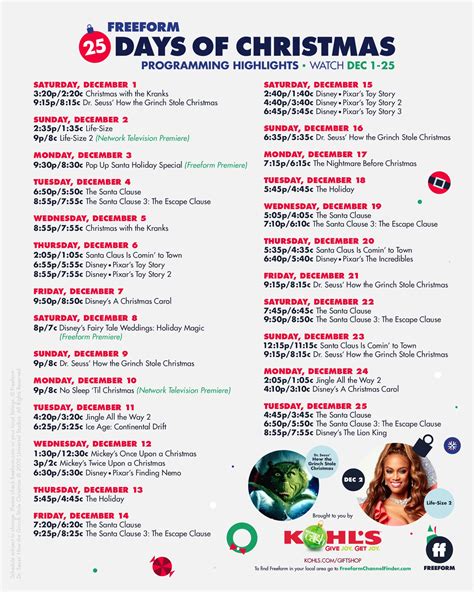 Freeform Christmas Schedule 2024 - Alyce Bernice