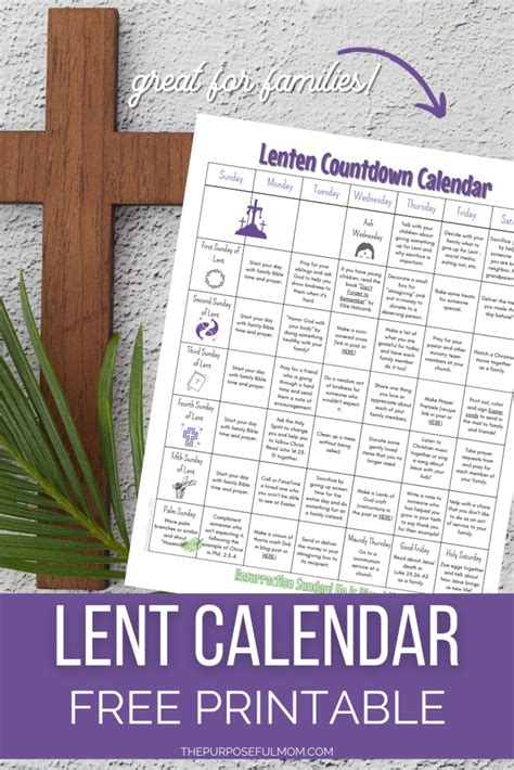 Free Printable Lent Calendar 2024 - The Purposeful Mom