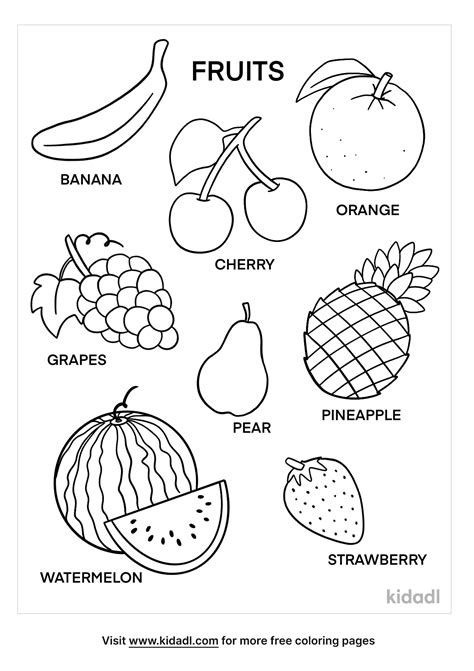 Free Names Of Fruits Coloring Page | Coloring Page Printables | Kidadl