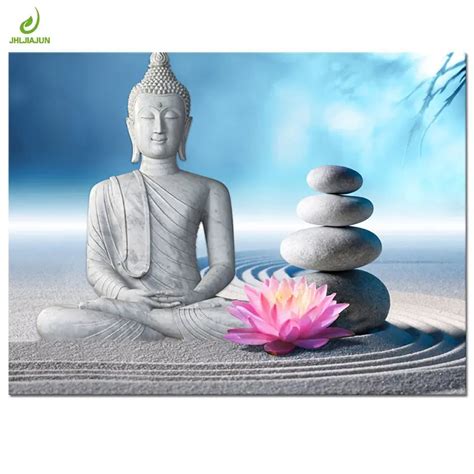 JHLJIAJUN Modern Sandstone Flower Peace Minimalist Buddha Canvas ...