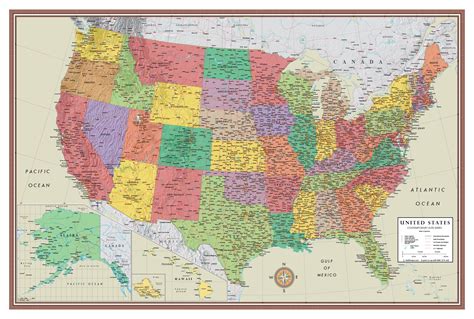 24x36 United States, USA Contemporary Elite Wall Map Laminated ...