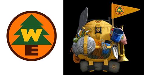 Final Wilderness Explorer logo design, with a render of Russell's ...