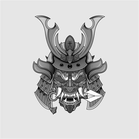 Black tattoos Samurai mask Oni Devil Japanese Traditional warrior ...