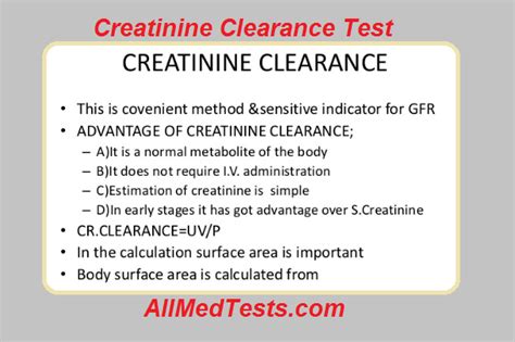 Creatinine Clearance Test: Principle, Procedure & Results - All Medical ...