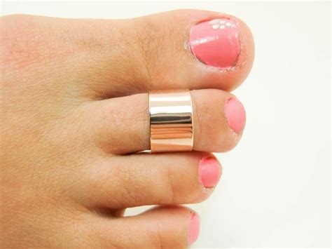 14K Rose Gold Wide Toe Ring Real 14 Karat Rose Gold Toe Ring - Etsy