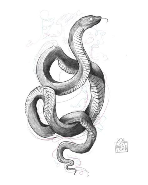 Instant Download: Snake Spirit Print, Pencil Drawing of a Ghost Snake ...