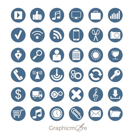 36 Flat Icons Set Design Free Vector File by GraphicMore | Icon set ...