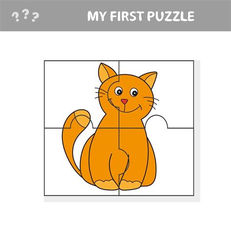 My first puzzle. Cute puzzle game with happy cartoon cat for children ...