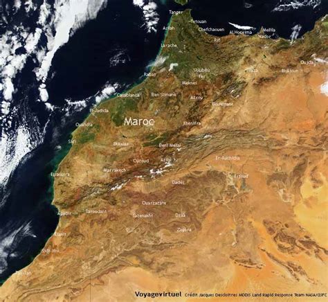 Cartograf.fr : Le Maroc : Carte satellite du Maroc avec les villes