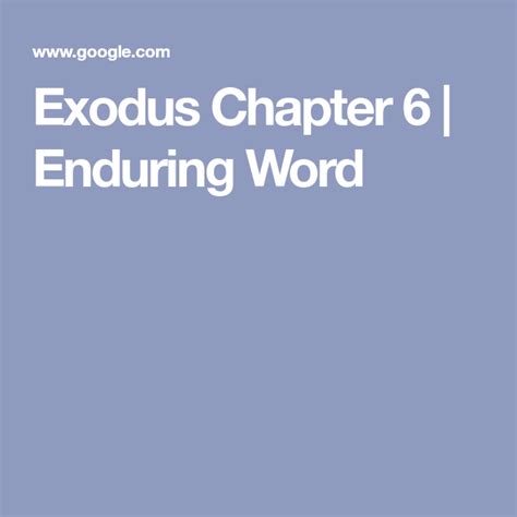 Enduring Word Bible Commentary Exodus Chapter 6 | Bible commentary ...