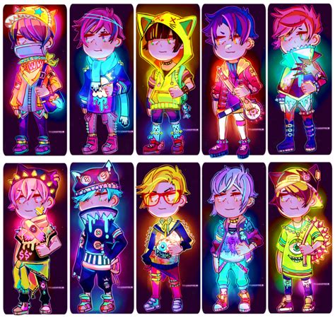 [CLOSED] NEON PUNK ADOPTABLES 002 | Retro gaming art, Neon, Character ...