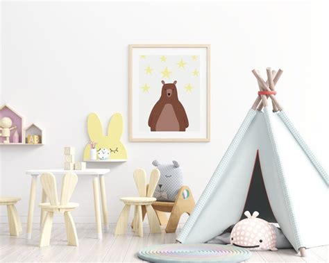 Big Bear Wall Art, Wall Decor for Kids' Room, Minimal Print, Modern ...