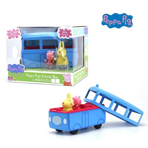 2018 Genuine PEPPA PIG school bus with figure peppa & Miss Rabbit ...