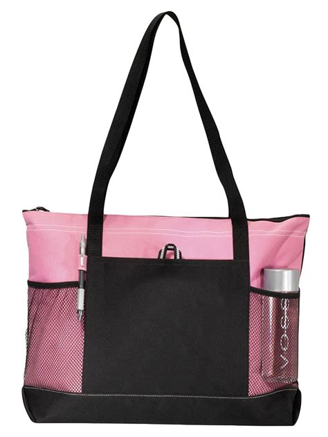 Gemline Shoulder Straps Front Pocket Zippered Tote Bag - Walmart.com